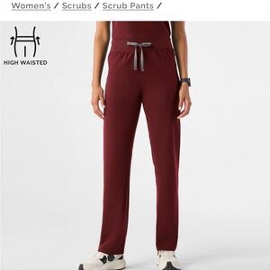 Figs Maroon Straight Leg Scrub Pants